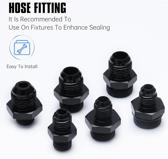 6AN Flare to AN8 ORB Male O-Ring Fitting Adapter (2PCS)