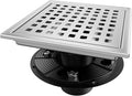 Square Shower Drain, Silver Shower Drain 6 inch with Flange and Removeable Grate Cover, AISI 304 Stainless Steel Shower Floor Drain with Hair Catcher and Flange