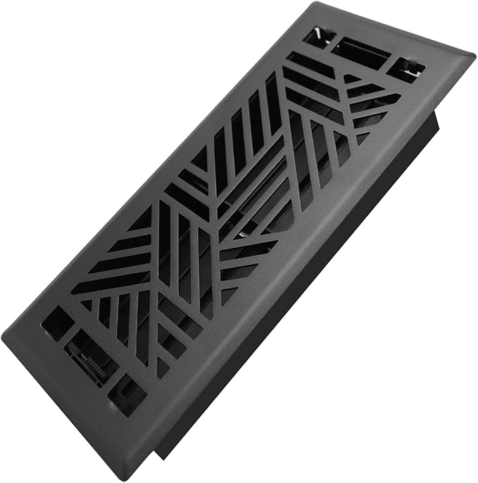 4x10 Inches Heavy Duty Walkable Floor Register Easy Adjust Air Supply Lever Floor Vents - Brooklyn Design - Vent Cover for Home Floor - Matte Black
