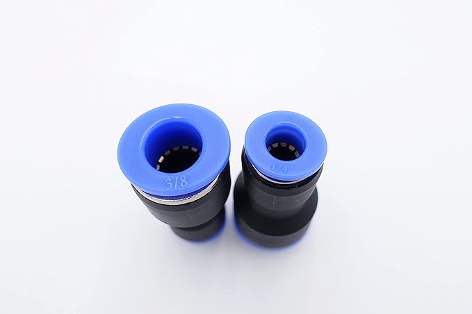 Push to Connect Fitting 3/8" Tube OD x 1/4" Tube OD Reducer, Pneumatic Air Water Straight Union Two Way Connector/Coupler (Pack of 5)