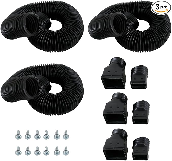 3 Pack black Rain Gutter Downspout Extensions Flexible,Drain Downspout Extender Connector 20"-68.8"，Thickened Down spout Drain Extension for Rainwater Drainage