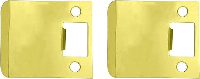 QCAA Solid Brass Extended Lip Strike, 3''X2-1/4", Polish Brass, 2 Pack, Made in Taiwan