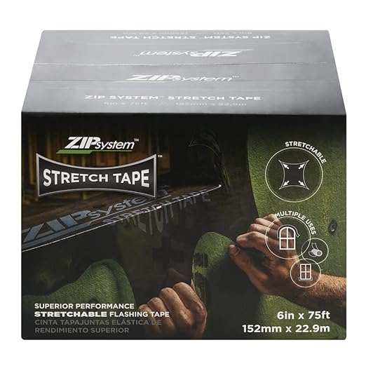 ZIP System Huber Stretch Tape | Self-Adhesive Flexible Flashing for Doors-Windows (6" x 75')