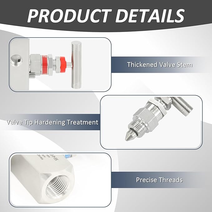 2 Valve Manifold 316 Stainless Steel 2 Way High Pressure Manifold Gas Distributor for Pressure Gauges and Pressure Transmitters from Rosemount, Siemens, Honeywell, E+H.