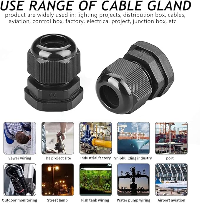 Cable Glands-PENGLIN 10PCS NPT Nylon Cable Connector 1-1/4", 1-1/2'', 1'',2'', Strain Relief Cord Connector With Gaskets, IP68 Waterproof Adjustable Locknut