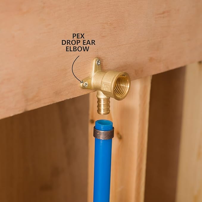 GUOFIS(Pack of 25) Pex 1/2 Inch x 1/2 Inch Female NPT Drop Ear Elbow,PEX Brass Fittings for Transition from Pex to Threaded(PEX1807260)