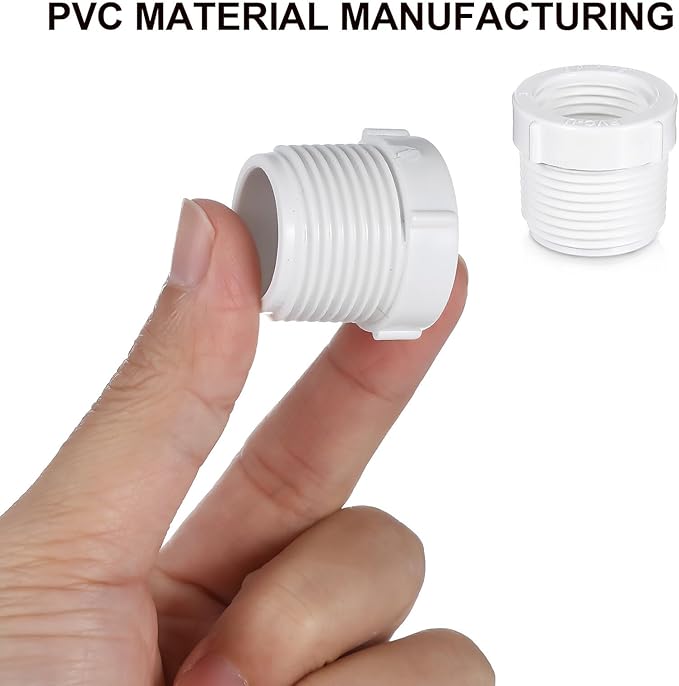 VILLCASE 10pcs PVC Threaded Reducer Coupling Male to Female Adapter Water Supply Line Connector Plumbing Fittings for Indoor Outdoor Use Easy Installation Leak-resistant
