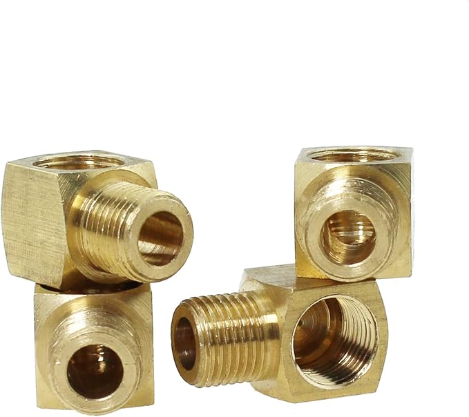 4PCS 90 Degree Street Elbow Brass Pipe Fitting 1/8 Inch NPT Female to 1/8 Inch NPT Male Elbow Fitting for Gas and Refrigeration and Hydraulic Application