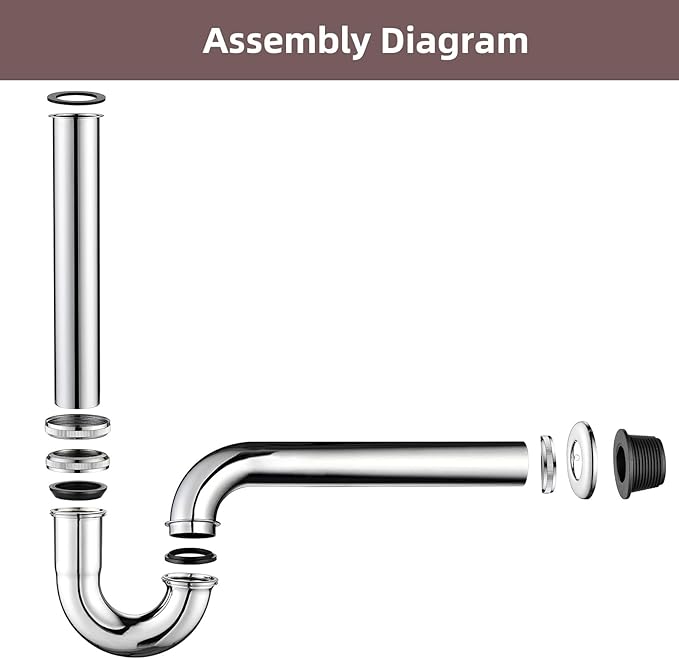 Brass P Trap Bathroom Sink: 1 1/4 Sink Trap with Adjustable Height - Chrome Bottle P-Trap with Slip Joint Extension Tube - U-Shape Basin Sink Plumbing/Pipe Replacement Kit