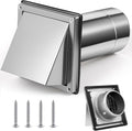 Gisafai 4" Outside Dryer Vent Cover for Exterior Walls Exhaust Vent Cap with Removable Extension Pipe Stainless Steel Hood Cushioned Non Return Flap with Sealing Gasket Grille Screen