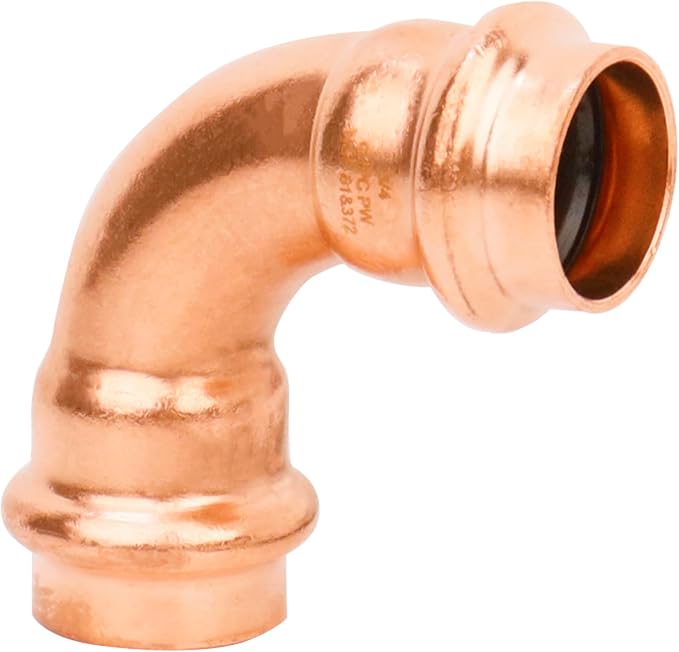 WHK 10 Pack 3/4" Propress x 3/4" Pro press Copper 90 Degree Elbow Crimp Press Fittings Adapter Coupling Propress 0.75“ inch Cooper to Cooper Pipe Connection (Lead-Free)