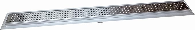 SereneDrains 304 Stainless Steel Brushed Nickel Linear Shower Drain Kit Traditional Square Linear Shower Drains for Tile Floor Long Hair Catcher Strainer Grate Cover Bathroom (39 Inch)