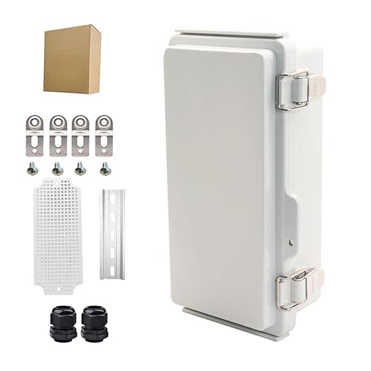 Outdoor Waterproof Electrical Box Junction Box Weatherproof IP67 ABS Plastic Enclosure Switch Router Project Box Electronics Enclosure With Mounting Plate Wall Bracket Grey 7.9" x 3.9" x 2.8"