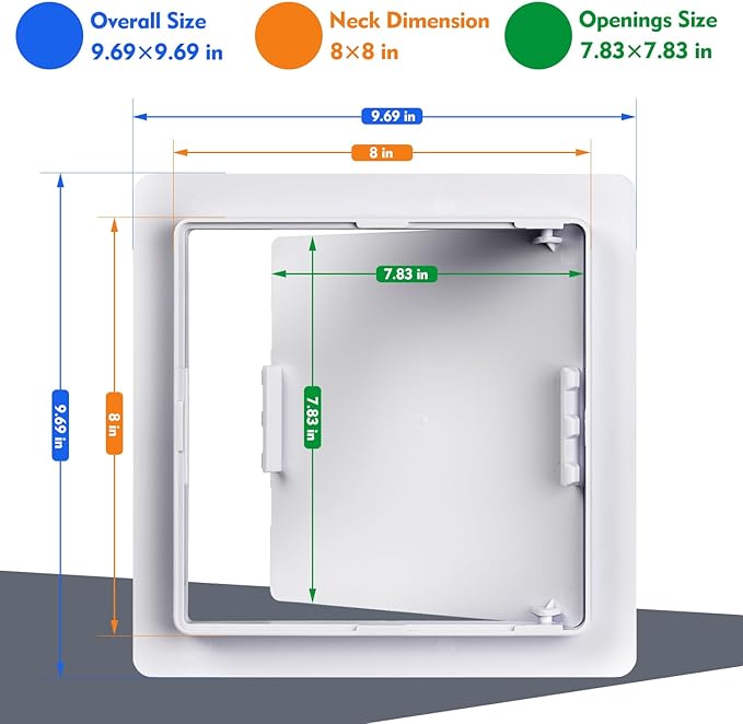 Donext Access Plumbing Panel for Drywall Ceiling, 8x8 in Plastic Access Door, Wall Hole Cover Plate for Plumbing & Electrical & Wiring, White