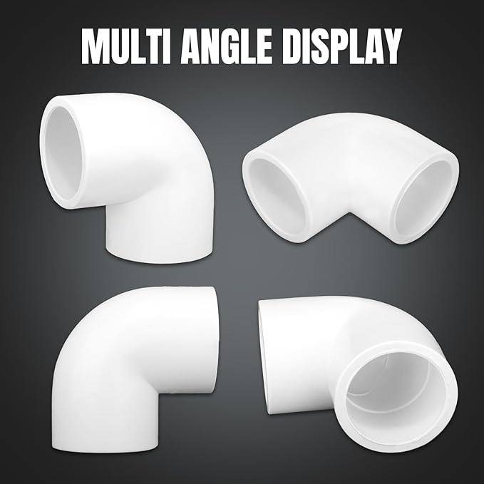 20 Pack 1/2inch 90 Degree PVC Elbow Pipe Fittings, 2 Way Right Angle Furniture Grade PVC Pipe Fitting Connectors for DIY Shelf Building Furniture Garden Support Structure