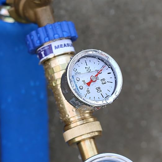 MEASUREMAN Lead-Free Brass Water Pressure Regulator, Garden Hose Pressure Regulator, Pressure Reducer with Pressure gugue, for RV, Camper, Trailer, Garden, Plumbing System