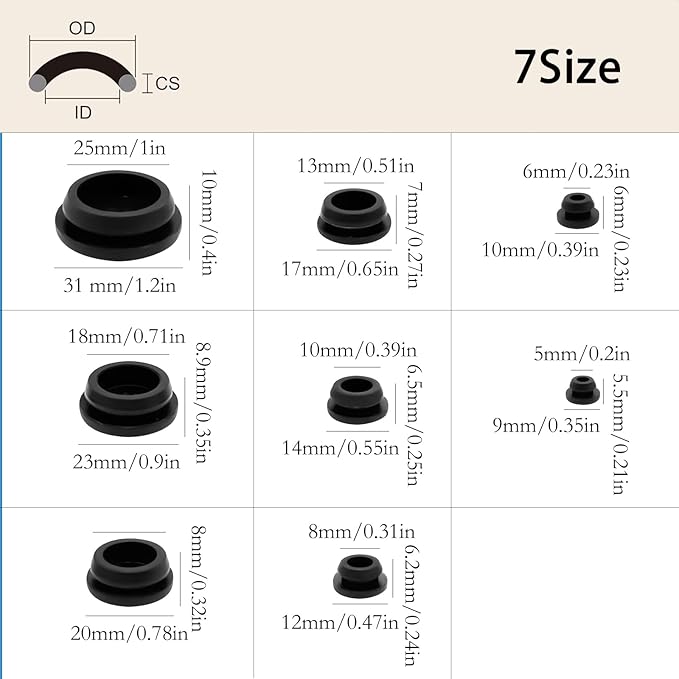 170-piece Rubber Plug-car Round Hole Plug-Furniture Plate Hole Plug-Life Multi-Scene Hole Rubber Plug-car