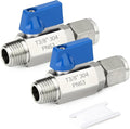 TAISHER 1PCS 304 Stainless Steel Compression Mini Ball Valve Shut Off Switch, 3/8" Tube OD x 3/8" NPT Male