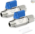 TAISHER 2PCS 304 Stainless Steel Compression Mini Ball Valve Shut Off Switch, 3/8" Tube OD x 3/8" NPT Male