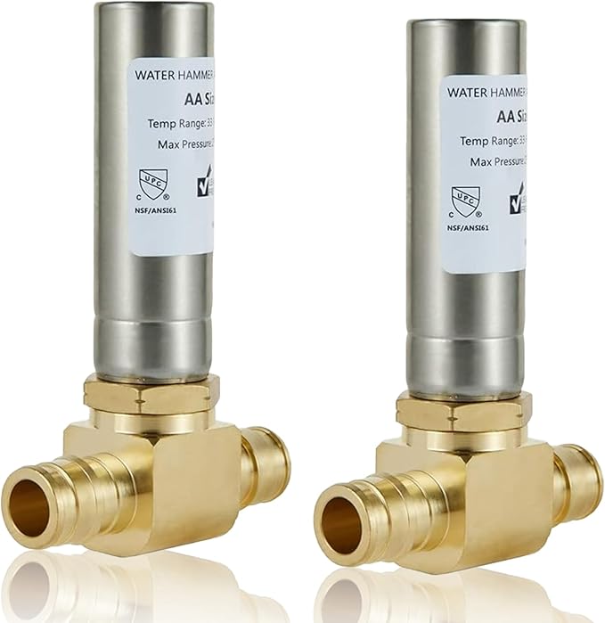 Water Hammer Arrestor,1/2Inch Stainless Steel Tee Water Arrestor,Pex-A Expansion Connection(2PACK,Stainless Steel Arrestor)(HAMMER009-2Pack)