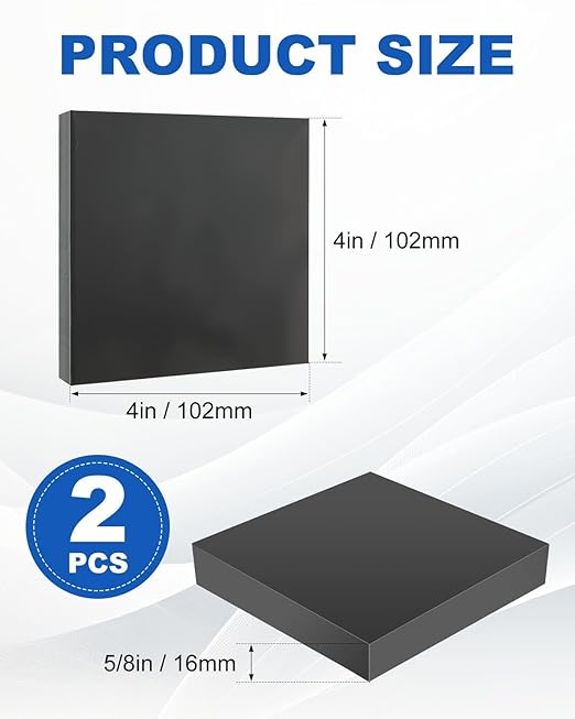 Rocaris Hot Rolled Steel Plate 5/8" x 4" x 4", Pack of 2, Weldable Steel Sheet Metal for Auto Body Repair, DIY Projects, Industrial Support
