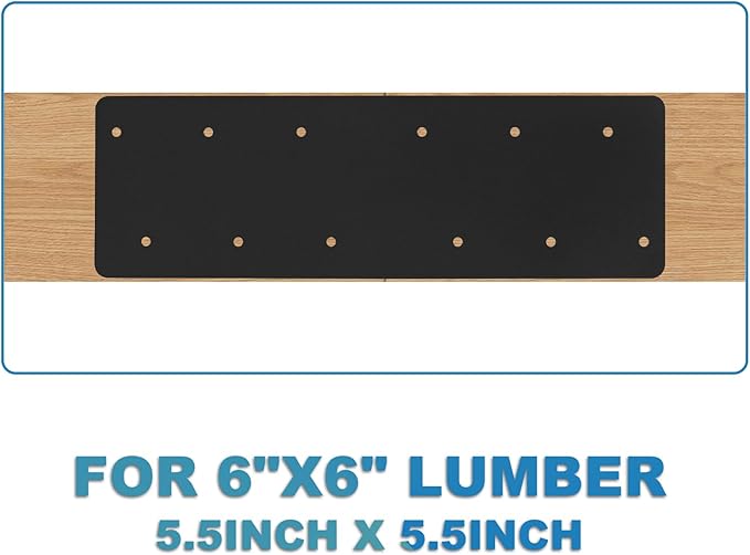 4 Pcs 15.7"x5"Straight Steel Flat Plate,Heavy Duty Mending Plate With Black Powder-Coated Joining Brackets, I Shape Strap Metal Plate with Fit 6x6,8x8 for Repair House,Furniture,Pavilion,Truss framing