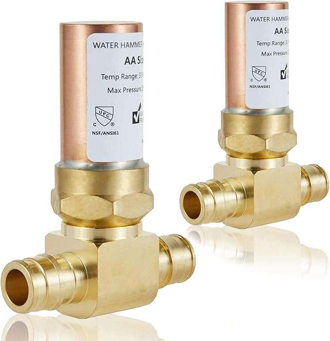 Water Hammer Arrestor,1/2Inch Tee Copper Water Arrestor,Pex-A Expansion Connection(2PACK,Copper Arrestor)(HAMMER008-2Pack)
