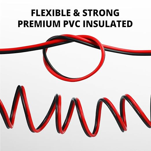 NAOEVO 16 Gauge Wire 50FT, 2 Conductors Electrical Wire Red Black Cable, Flexible/Low Voltage/PVC 16 AWG Copper Clad Aluminum Extension Cord for Speaker, LED Strips, Automotive 12V/24V DC