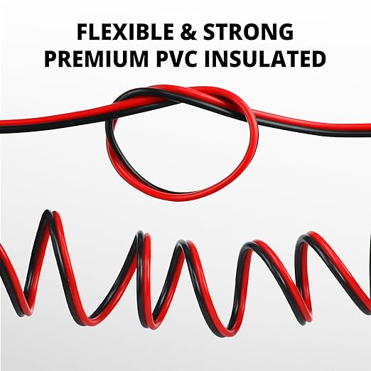 NAOEVO 12 Gauge Wire 200FT, 2 Conductors Electrical Wire Red Black Cable, Flexible/Low Voltage/PVC 12 AWG Copper Clad Aluminum Extension Cord for Speaker, LED Strips, Automotive 12V/24V DC