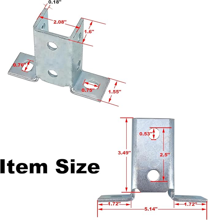 8 Hole Wing Shape 90 Degree Fitting Connector Bracket Braces Fit for 1/2" Bolt in 1 5/8" Strut Channel, 6 Pack