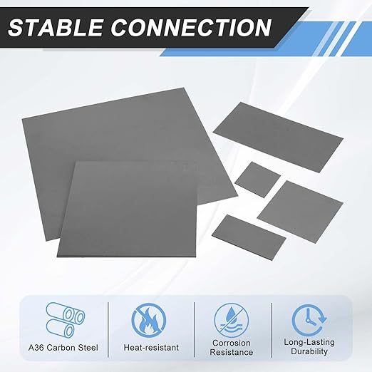 MECCANIXITY 8pcs 1/16"(1mm) x2 x2 Steel Plate, Black Hot Rolled A36 Steel Sheet Plate Base, Square Weldable Metal Discs for Industrial Construction Structural Support