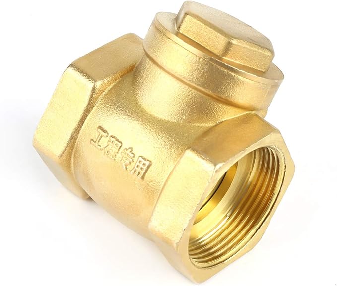 DN40 Brass Swing Check Valve High Pressure 232PSI Non Return Valve Female Thread One Way Flow Control for Water Systems Heavy Duty Plumbing Fitting