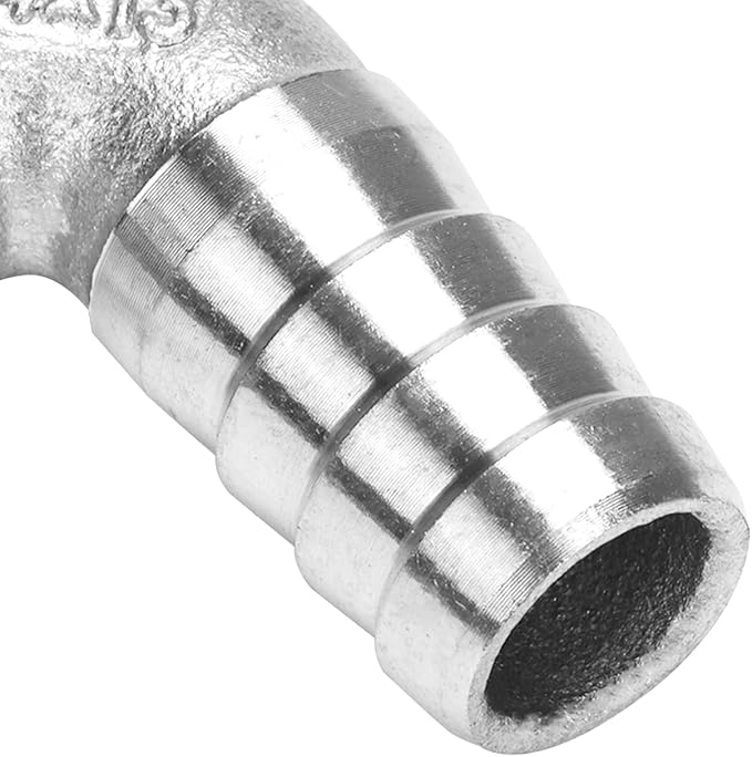 DERNORD 1/2" Hose Barb x 1/4" Male NPT Stainless Steel 90 Degree Elbow- Home Brew Pipe Fitting