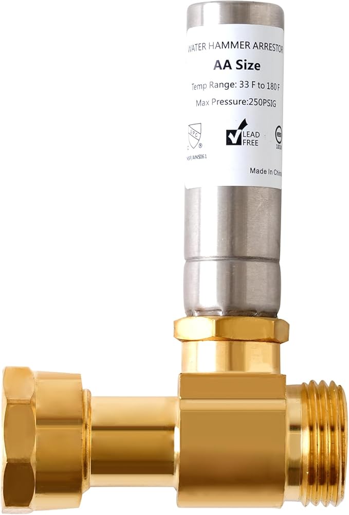 Stainless Steel Water Hammer Arrestor for Washing Machine, 3/4 Inch Swivel FHT x 3/4 Inch MHT, Washing Machine Water Hammer Arrestor, Straight