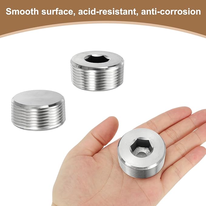 Pipe Plug Stainless Steel Internal Hex Thread Socket Pipe Plug Fitting - Fitting for (Sealing Port - Air Tanks - Water Outlets) 1-1/4 Inch NPT Male