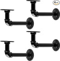 MUZIK Industrial Pipe Shelf Brackets, L Pipe Black Floating Shelf Brackets Heavy Duty - Vintage Iron Finish DIY Shelving Brackets for Shelves (7*4 Inch)