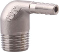 DERNORD 5/16" Hose Barb x 1/2" Male NPT Stainless Steel 90 Degree Elbow- Home Brew Pipe Fitting