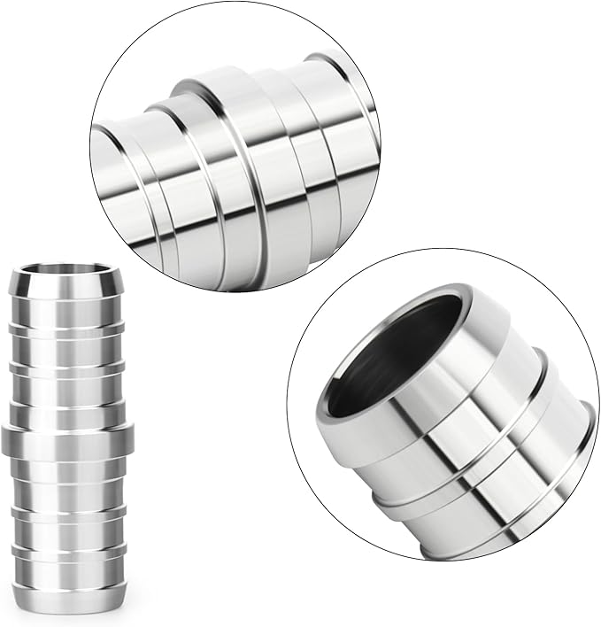 TAISHER 5PCS 1/2" Stainless Steel PEX Couplings with 10 Hose Clamps for PEX Tubing Pipe