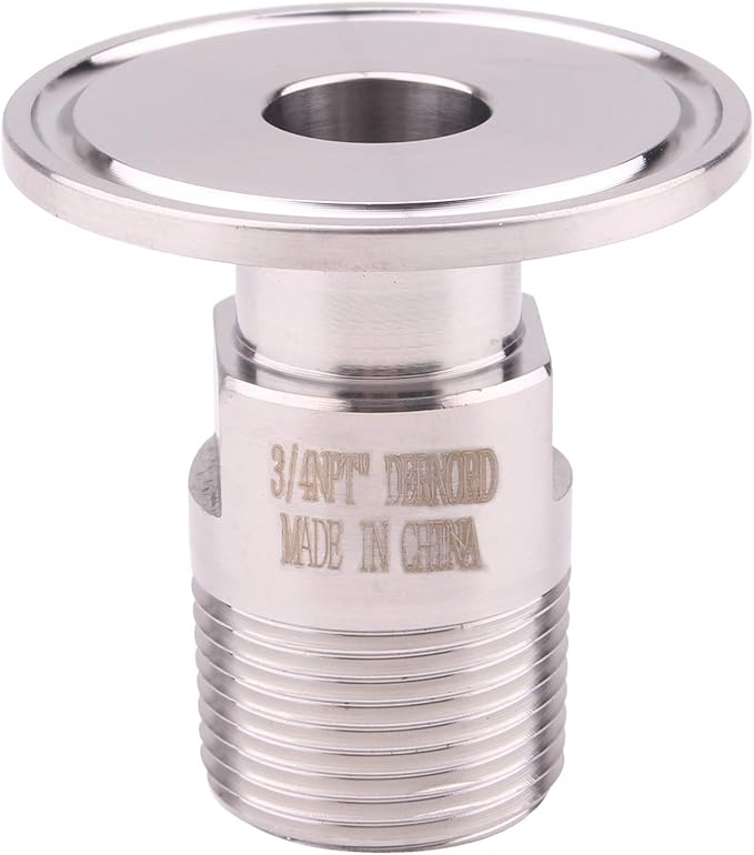 DERNORD 1.5'' Tri clamp Adapter to 3/4 inch MNPT Thread Ferrule Sanitary Pipe Fitting