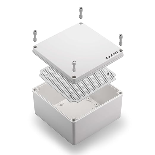 QILIPSU Outdoor Junction Box IP67 Waterproof Project Box ABS Plastic Weatherproof Electrical Enclosure Gray Cover (7.9"x7.9"x3.7")