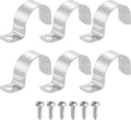 uxcell 6Pcs 35mm(1-3/8") One Hole Rigid Pipe Strap, 304 Stainless Steel Conduit Clamp Thicken U Bracket Heavy Duty Pipe Clamp with Self-Tapping Screws for Fixing Tube Cable, Silver