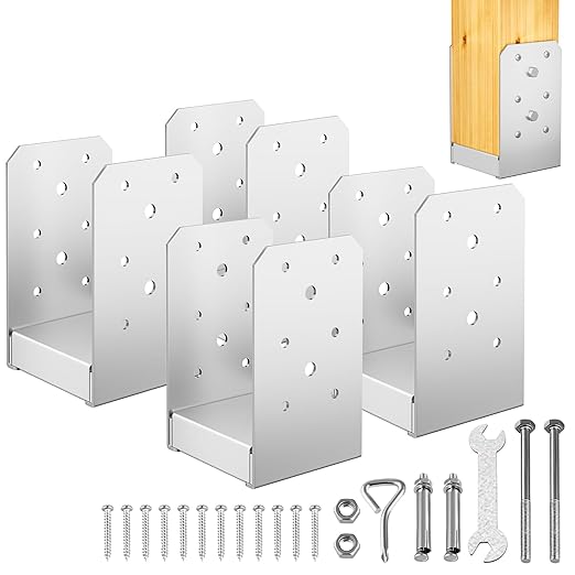 4"x 4" Post Base, 4Pcs Stainless Steel Adjustable Post Anchor Bracket(Internal 3.5 x 3.5), Adjustable Post Base for Pavilion Deck Porch Handrail Railing Support Decorative Anchor Plate