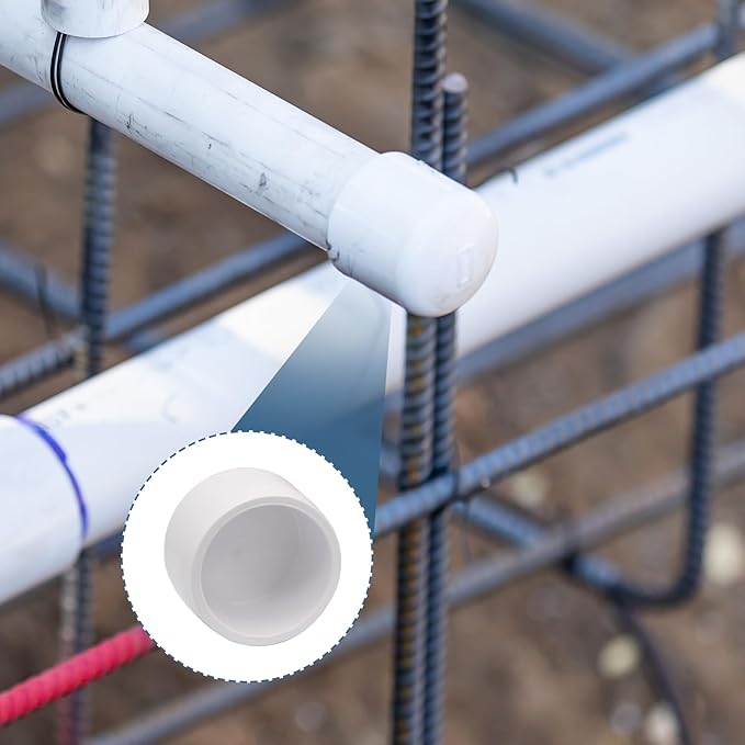 24 Pack 3/4 Inch PVC Cap, SCH40 PVC Pipe End Cap Fitting Furniture Grade PVC Pipe End Cap Plug Adapter, White PVC Pipe Plug Socket Fittings for Build PVC Furniture DIY Garden Shelf