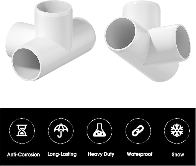 20PCS 4-Way PVC Fittings, 1/2Inch PVC Pipe Fittings for SCH40 PVC Pipe, Heavy Duty PVC Furniture Grade Fitting Connectors for Water Supplies Build PVC Furniture DIY Garden Shelf Greenhouse