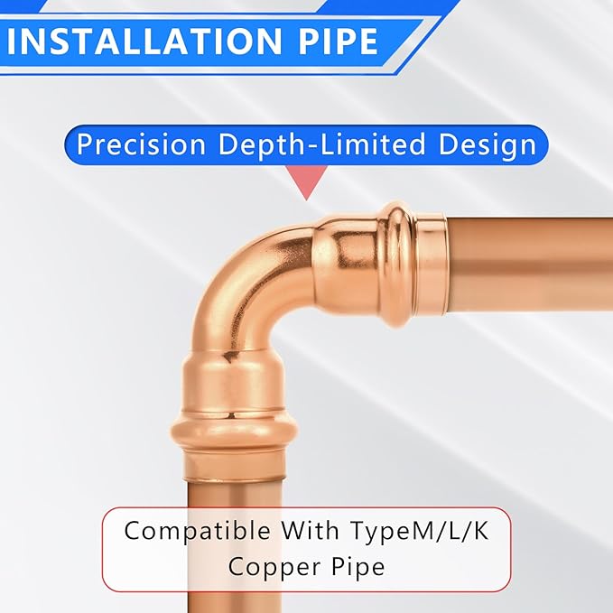 (10-Pack YVSKM) Copper Press 1/2" Long Radius Elbow Fittings,90° Copper Pipe Fittings for Water Supply, Plumbing & Hydronic Heating|Press Connect Elbow Compatible with ProPress & Standard Press Tools
