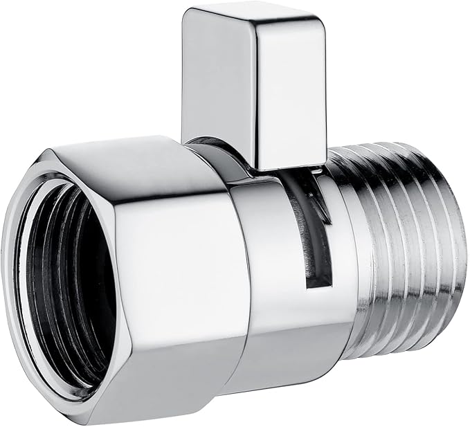BRIGHT SHOWERS Water Flow Control Valve, Brass Shower Water Valve with Handle Lever, Flow Regulator Water-Saver Volume, Chrome