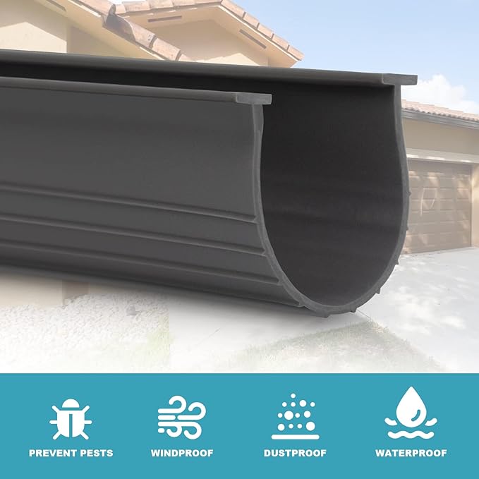 3" Garage Door Bottom Seal Weatherstrip in Grey - 1/4" T Style - All Widths (10' Wide Door)