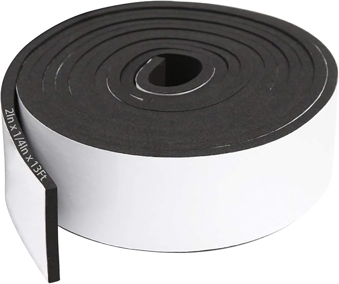 Storystore Foam Insulation Tape Self Adhesive, 2In x 1/4In x 13Ft Weather Stripping for Doors and Windows, Sound Proof Soundproofing Door Seal, Weatherstrip, Air Conditioning Seal Strip
