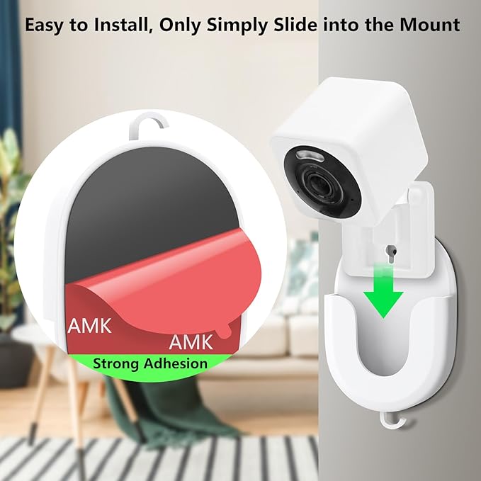 No Drill Ring Indoor Camera Mount, Camera Mount Stand for Ring Indoor Cam (2nd Gen)/Stick Up Cam /Blink Mini /Mini 2 /Blink Outdoor 4/3 with Strong Adhesive, One Step Setup, 3Pack