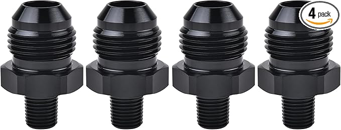 EVIL ENERGY 8AN Male Flare to 1/8" NPT Pipe Fitting Adapter Aluminum Straight Black 4PCS